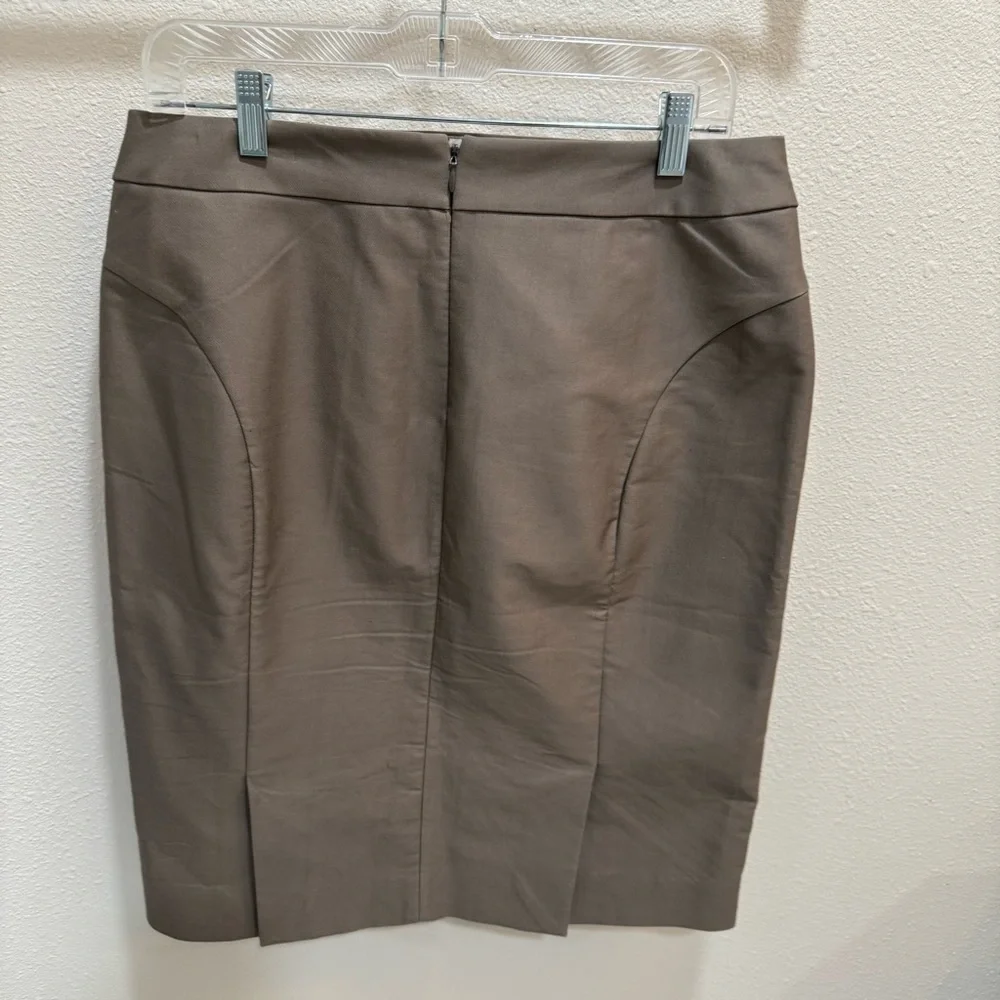 J Crew Womens Solid Taupe Pencil Skirt Work Career Cotton Spandex 10 NWT